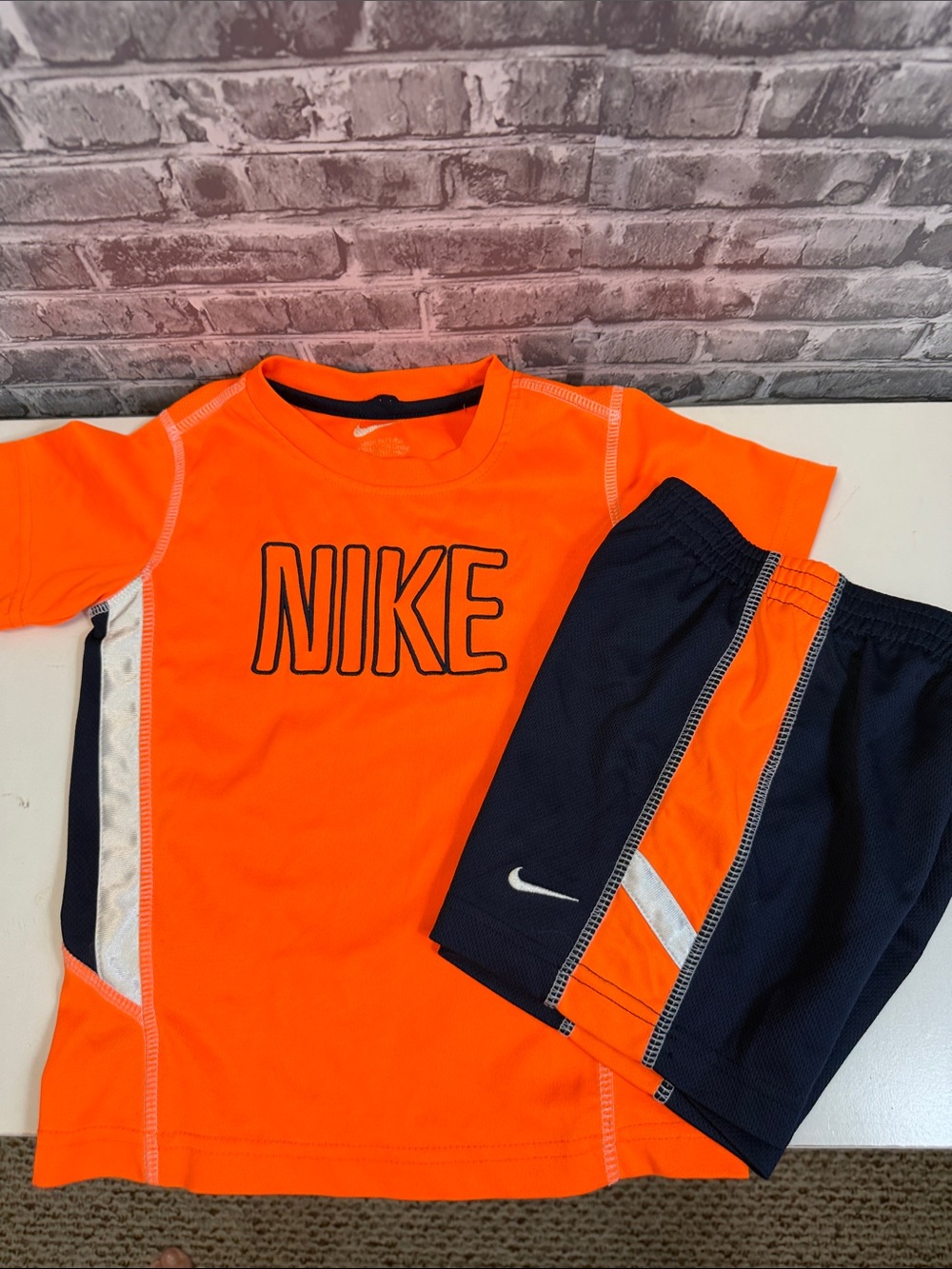 Boy's Nike Kids Orange and Navy Shorts Set